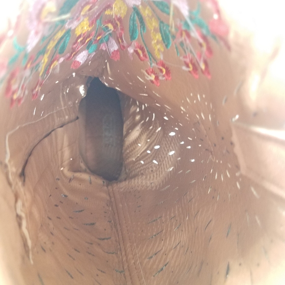 Floral Embriodered Tan Cowboy Boots - Picture 10 of 14